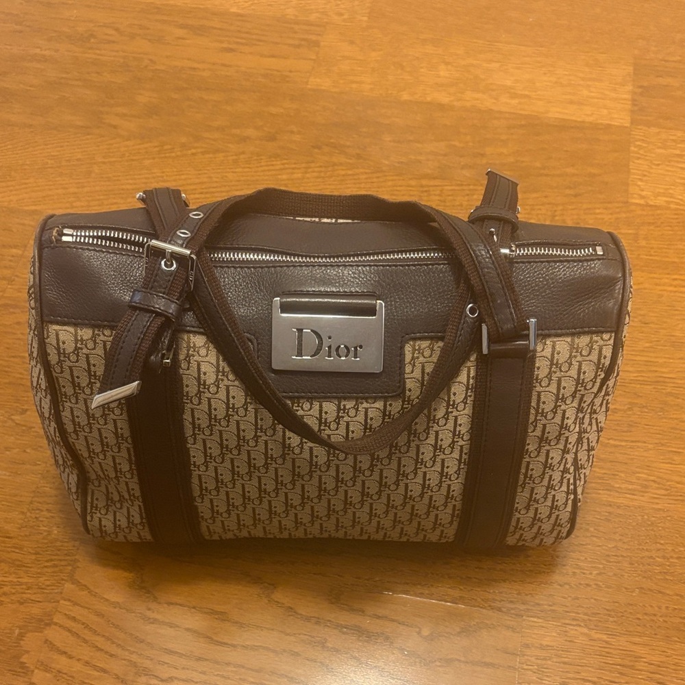 Dior Beige and Brown Monogram Boston Trotter  Bag